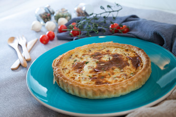 Quiche Lorraine with smoked bacon