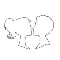 Man and woman contour outline silhouettes on white background.