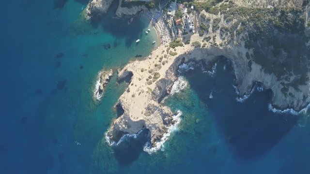 Bali Beach at Rethymno, Greece - Aerial drone footage