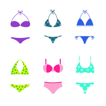 Set of vector colorful swimsuits