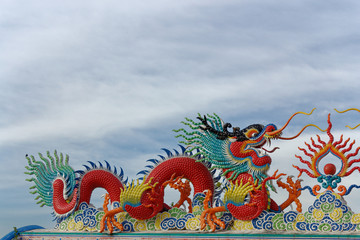 chinese dragon on blue sky