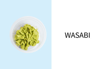 plastic container wasabi sauce sushi delivery food concept 