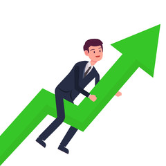 Business man grow up with green arrow.Growth and success business concept.Vector illustration