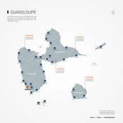 Guadeloupe map with borders, cities, capital and administrative divisions. Infographic vector map. Editable layers clearly labeled.