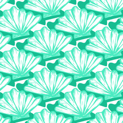 Fototapeta premium Vector seamless nautical pattern with hand drawn striped shells