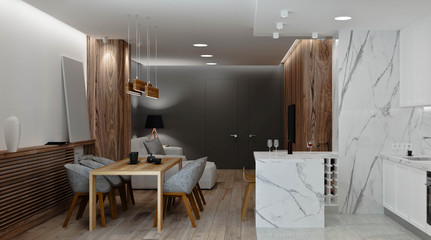 Loft modern interior . Modern apartment house style