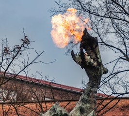 The Wawel Dragon under the walls of the castle. Cracow. Poland