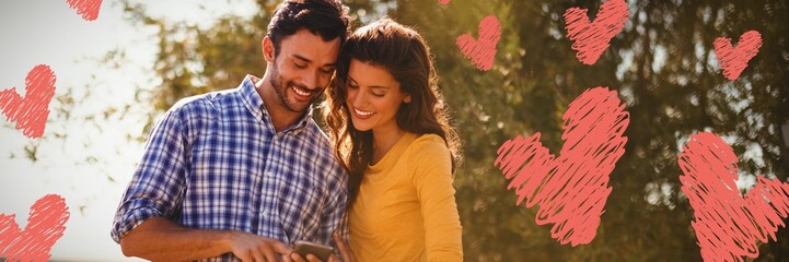 Fototapeta premium Composite image of red hearts