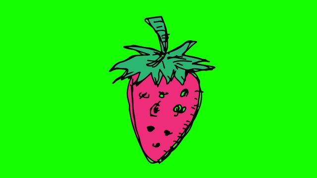 hand drawing green screen with theme of strawberry