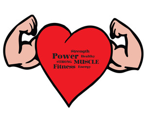 Silhouette-Strong Heart Muscles Colored Drawing