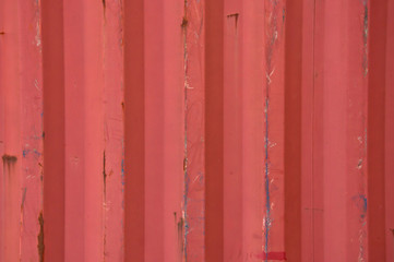 Fragment of the sea container wall. Red wall.