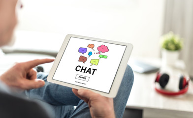 Chat concept on a tablet