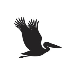 Pelican silhouette. Isolated pelican on white background