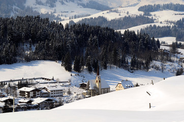 Fototapeta na wymiar Austria, Fieberbrunn village in winter