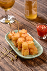 Tapioca squares and pepper jelly