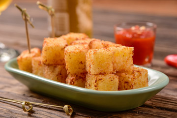 Tapioca squares and pepper jelly