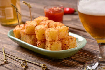 Tapioca squares and pepper jelly
