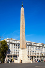 Fototapeta na wymiar Lateran Obelisk is one of the thirteen ancient Roman obelisks and is located in Piazza San Giovanni in Laterano. The highest monolithic obelisk in the world of the Temple of Amon-Ra.