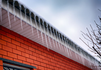Icicles on the rooftop.