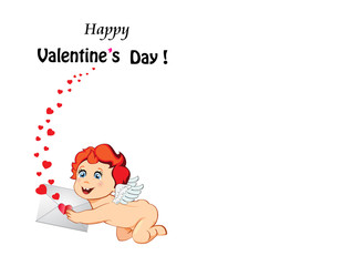 Happy Velrntine's day template with cartoon baby Cupid