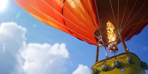 Tuinposter Lege mand hete luchtballon mooie achtergrond © sidorovstock