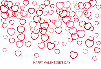 Happy Valentine's Day card with random heart on white background.