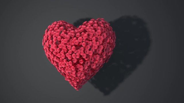 Red heart animation. Growing flowers. Alpha Channel.