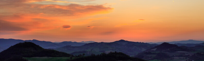 hill landscape at sunset