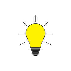 Fototapeta na wymiar Vector illustration. Light bulb with rays shine. Energy and idea symbol.