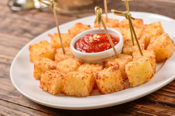 Tapioca squares and pepper jelly