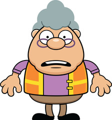 Cartoon Grandmother Crossing Guard
