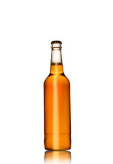 full bottle of beer on a white background