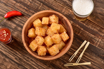 Tapioca squares and pepper jelly