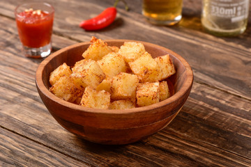 Tapioca squares and pepper jelly