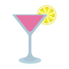 Pink Martini Cocktail - Pink drink in martini glass with lemon slice