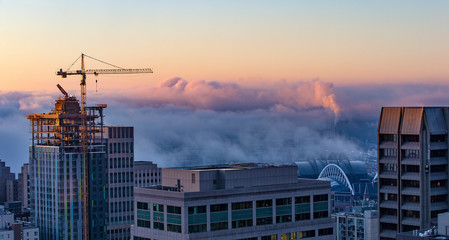 Sunrise over downtown of Seattle, WA