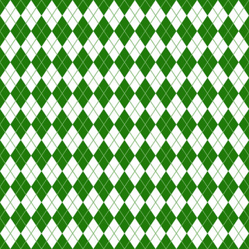 Argyle Seamless Pattern - Classic and clean green and white argyle