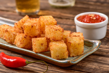 Tapioca squares and pepper jelly