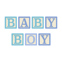 Baby Boy Alphabet Blocks - Blue alphabet blocks spelling Baby Boy