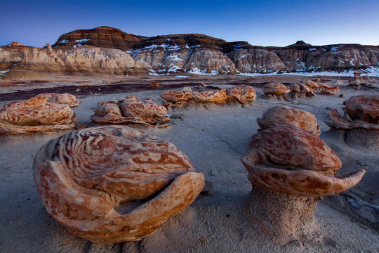 Bisti De-Na-Zin Wilderness Area, New Mexico: Hoodoos and egg like structures in an area aptly named the egg garden.