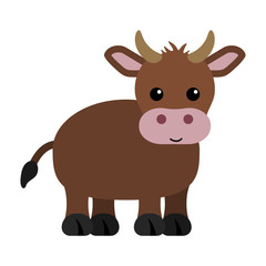 Brown Cow - Cartoon brown cow with horns