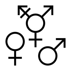 Gender Symbols - Black and white gender symbols for male, female, and transgender