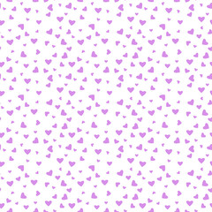 Hearts Confetti Seamless Pattern - Pink confetti hearts scattered on white background