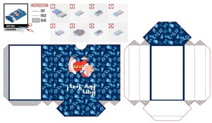 Obraz premium New Year's box template. pig with a smart hat