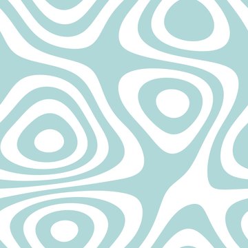 Monochromatic seamless line art pattern in pale blue color over white background