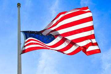 American flag blowing in the wind