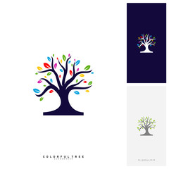 Colorful Tree Logo Design Template. Luxury Tree logo Concepts. Nature Logo Concepts Vector