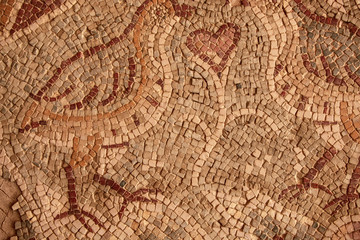 Ancient floor Byzantine mosaic from the churches of the city of Madaba, Jordan