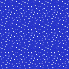 Obraz premium Confetti Stars Seamless Pattern - Tiny white confetti stars scattered over blue background