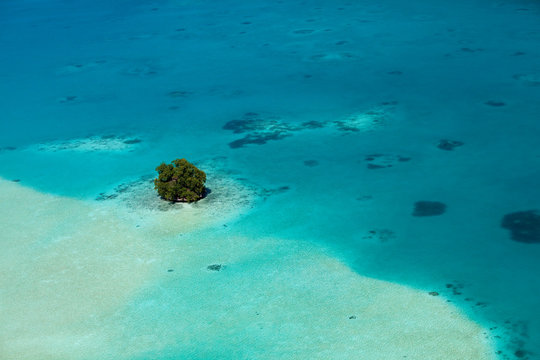 Aerial view of ocean in Palau.